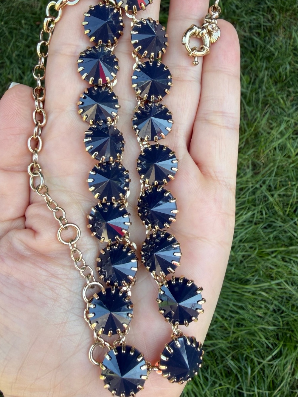J.Crew Statement Necklace – Dark Blue Crystals – Like New